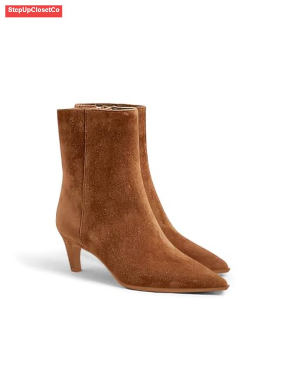 Women's Kitten Heel Pointed Toe Ankle Boots Side Zipper Suede Booties